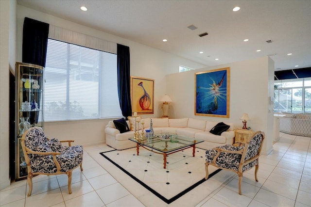 view of tiled living room