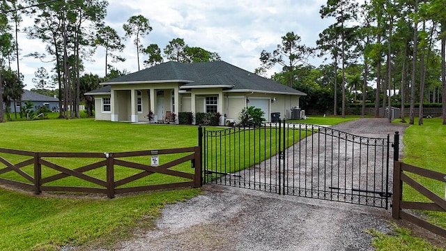 view of gate featuring a yard