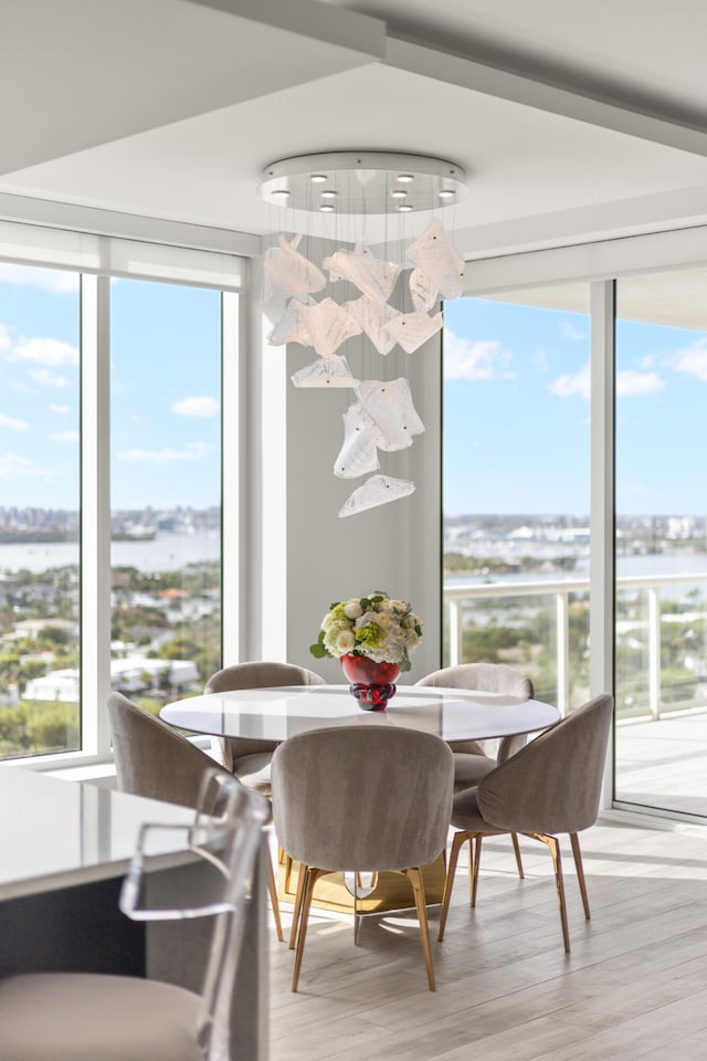 dining room with light wood-type flooring