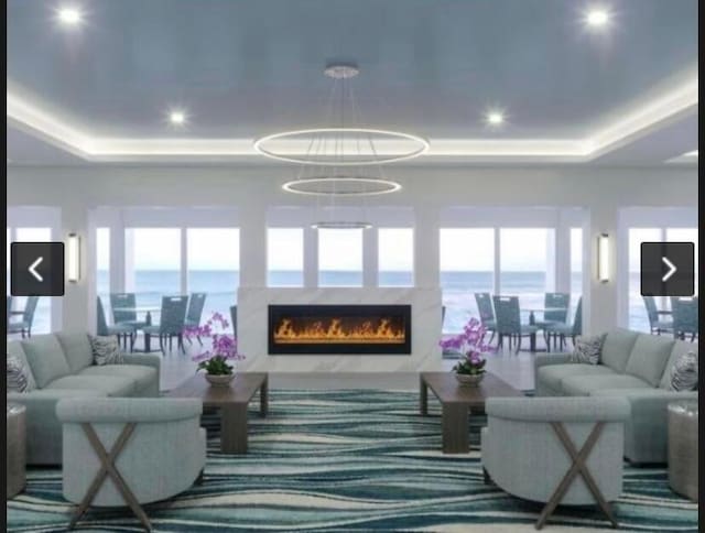 3420 S Ocean Blvd Unit 8Q, Highland Beach, FL 33487 - common area featuring recessed lighting and a water view