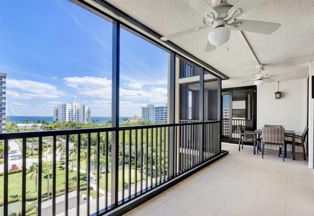 3420 S Ocean Blvd Unit 8Q, Highland Beach, FL 33487 - sunroom / solarium with ceiling fan and a view of city