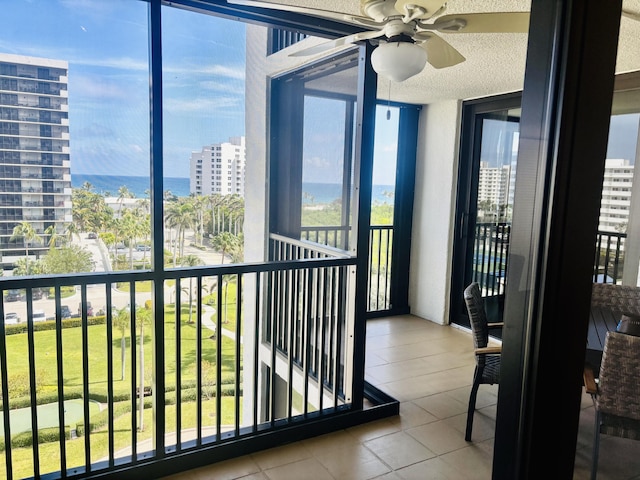 3420 S Ocean Blvd Unit 8Q, Highland Beach, FL 33487 - balcony with ceiling fan and a city view