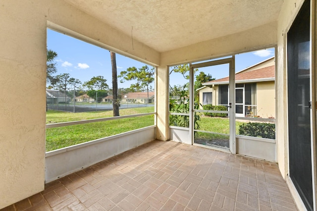 view of unfurnished sunroom