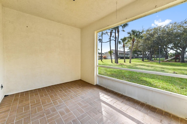 view of unfurnished sunroom