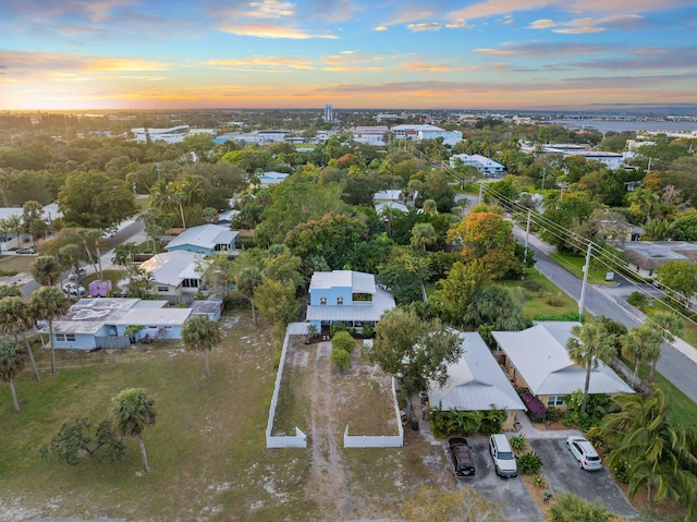 view of aerial view at dusk