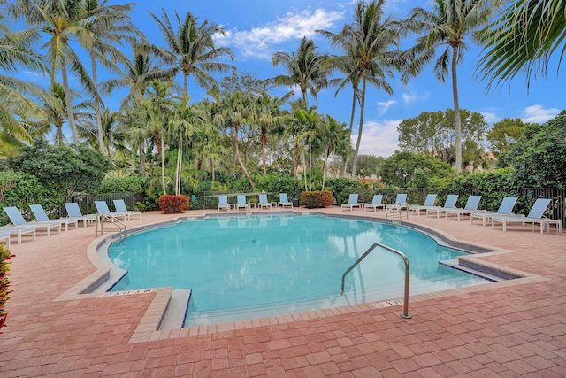 view of pool featuring a patio