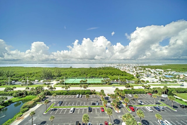 bird's eye view featuring a water view