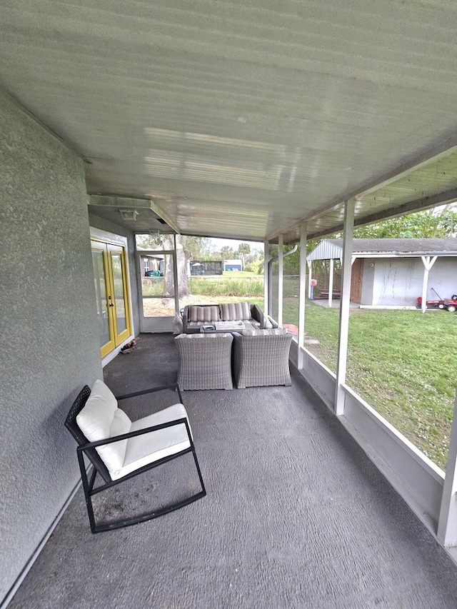 view of unfurnished sunroom