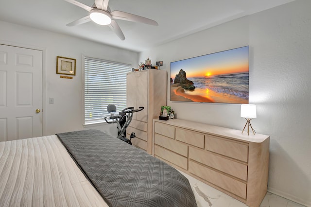 bedroom featuring ceiling fan