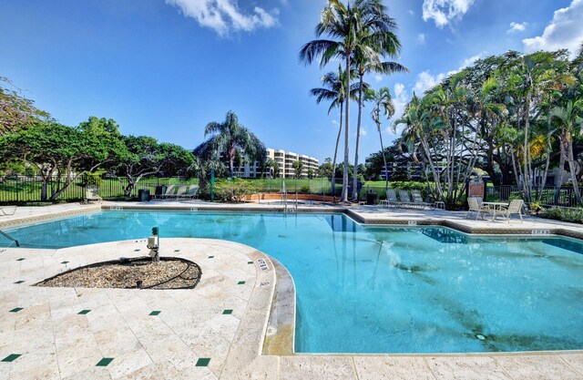 view of swimming pool with a patio