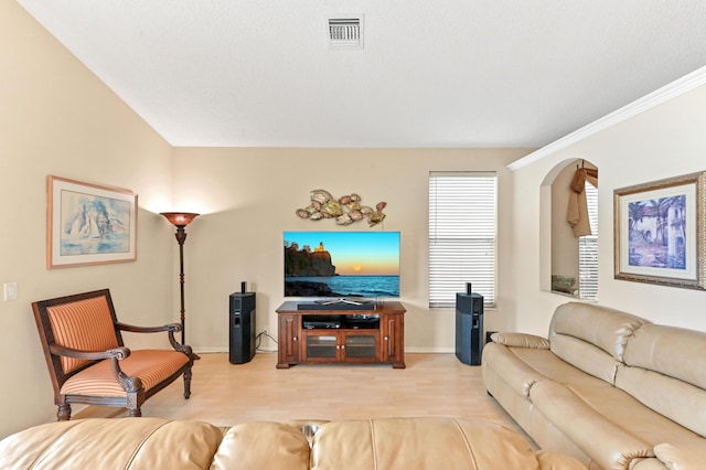 living room with light hardwood / wood-style flooring