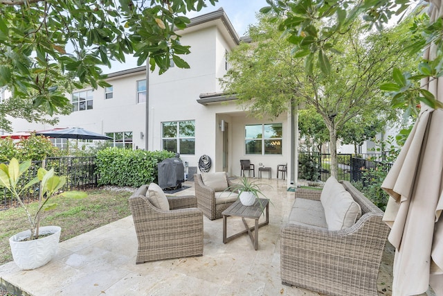 view of patio / terrace with outdoor lounge area and grilling area