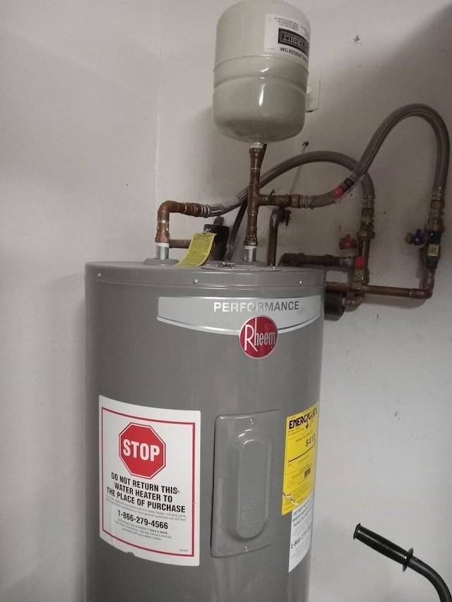 utility room featuring electric water heater