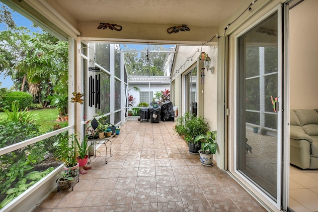 view of unfurnished sunroom