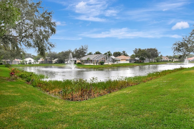 view of water feature with a residential view