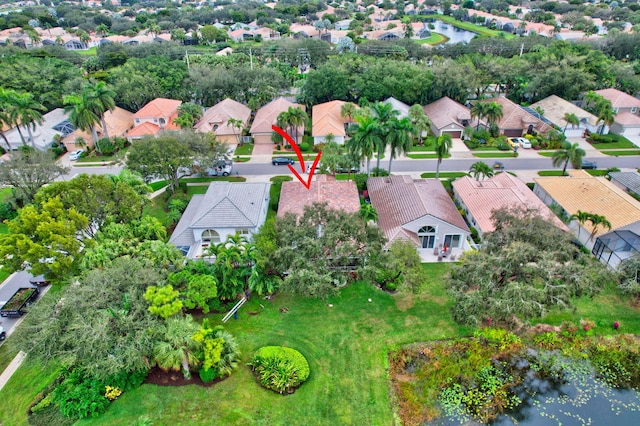 bird's eye view featuring a water view