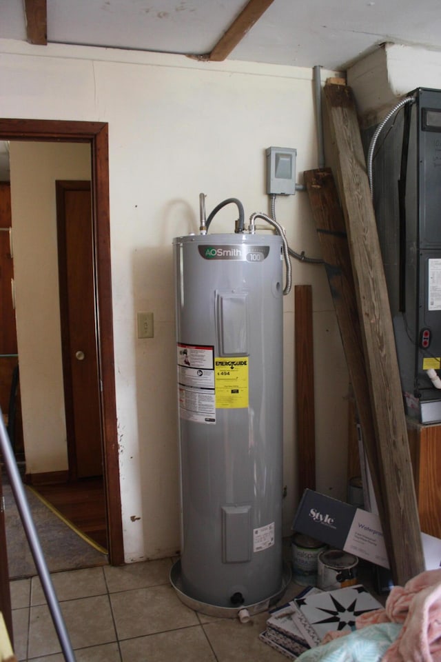 utility room with water heater