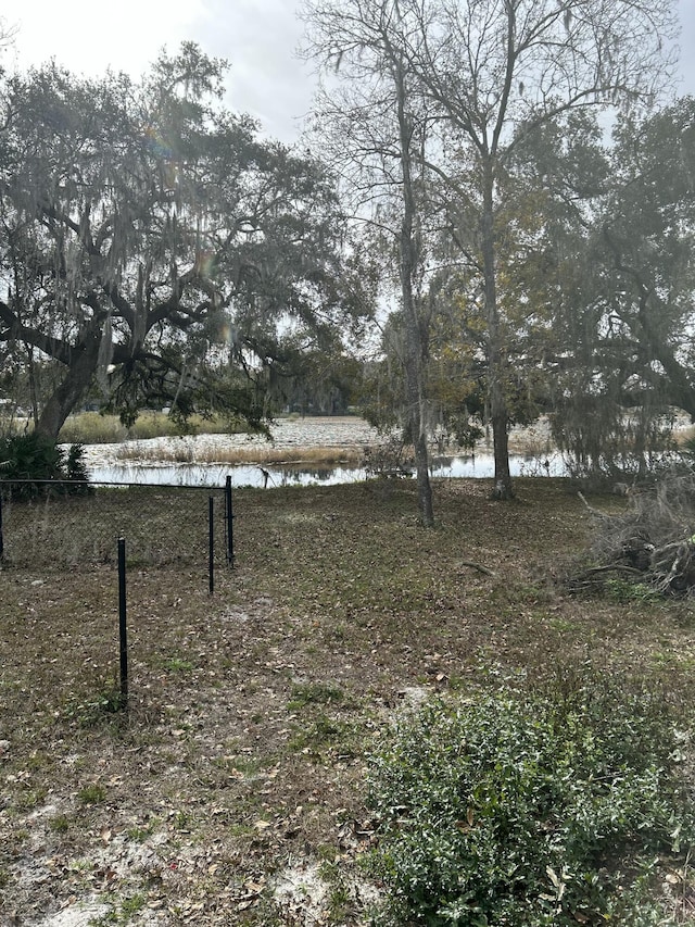 view of yard with a water view