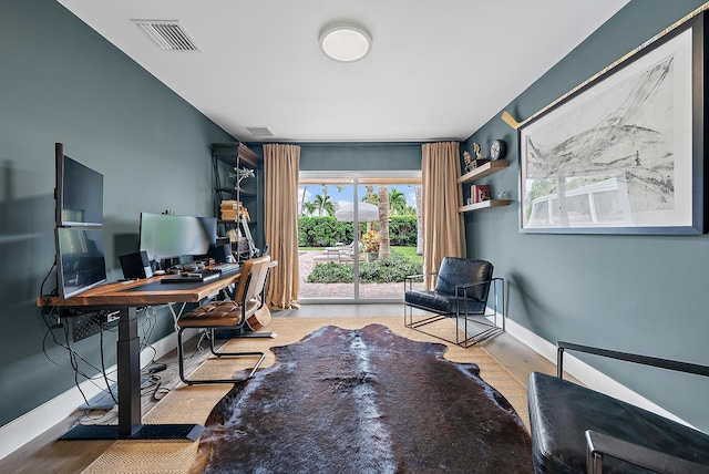 office area featuring light wood-type flooring