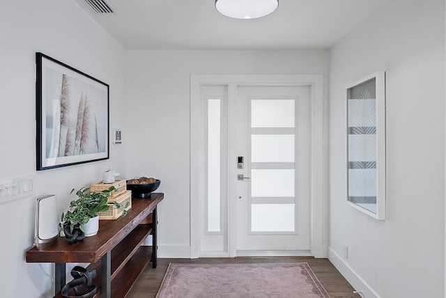 entrance foyer featuring dark wood-type flooring