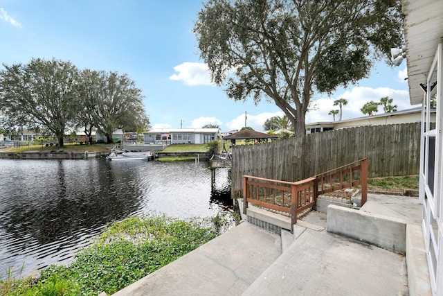 view of dock featuring a water view