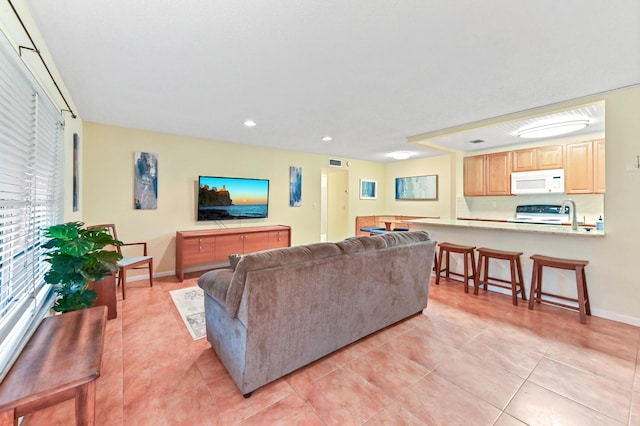 view of tiled living room