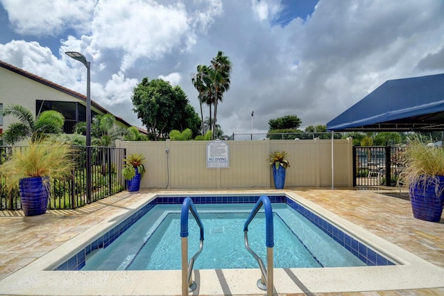 view of pool featuring a patio