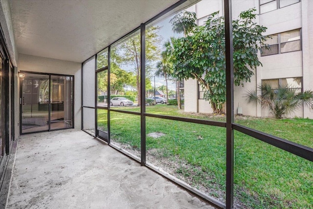 view of unfurnished sunroom