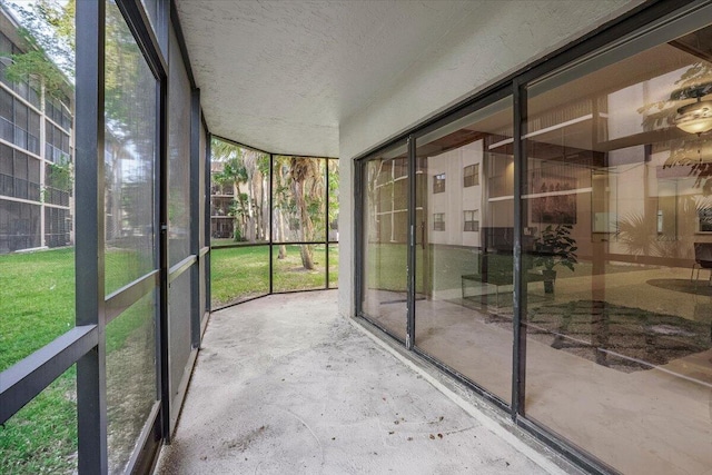 view of unfurnished sunroom