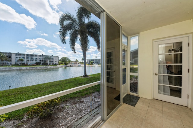 exterior space featuring a water view