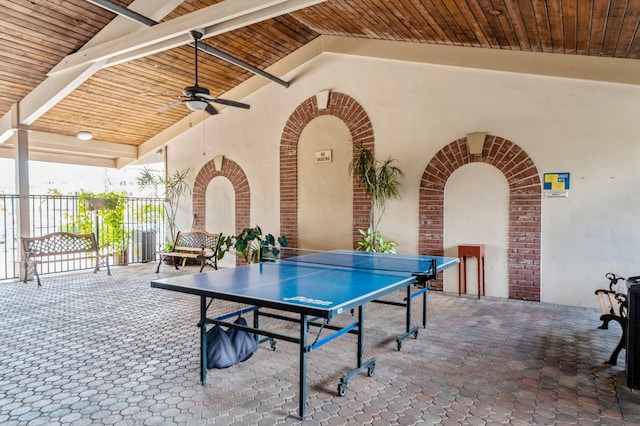 view of patio with ceiling fan