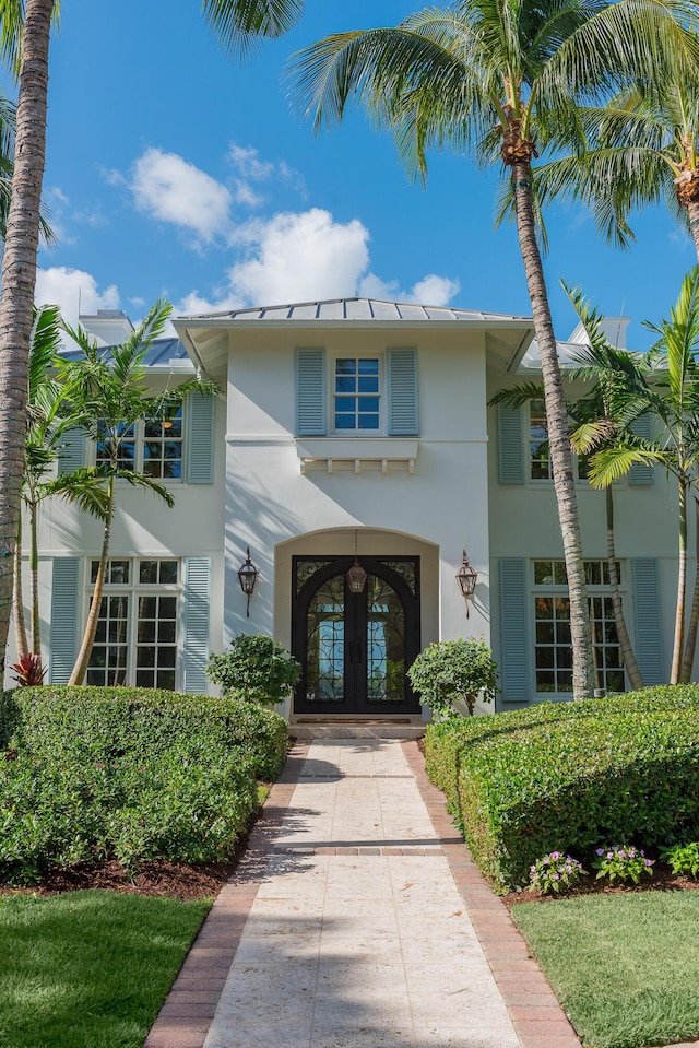 property entrance with french doors