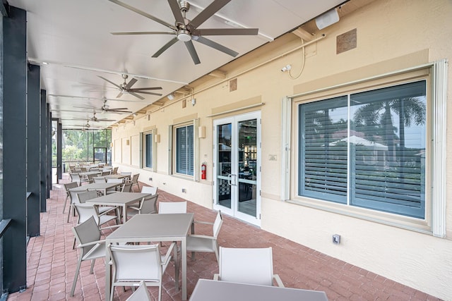 view of patio with ceiling fan