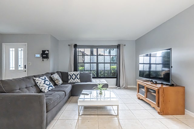 view of tiled living room