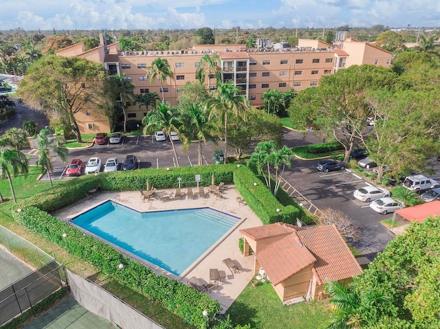 view of swimming pool featuring a patio area