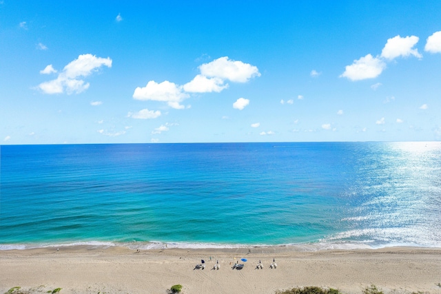 property view of water featuring a view of the beach