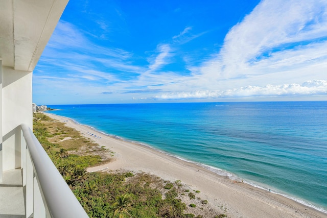 property view of water featuring a view of the beach