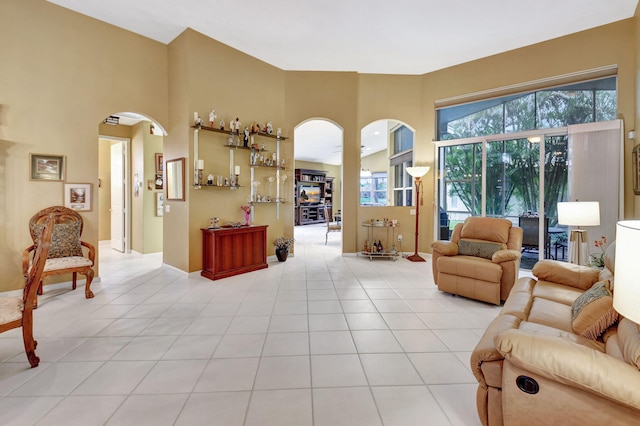 view of tiled living room