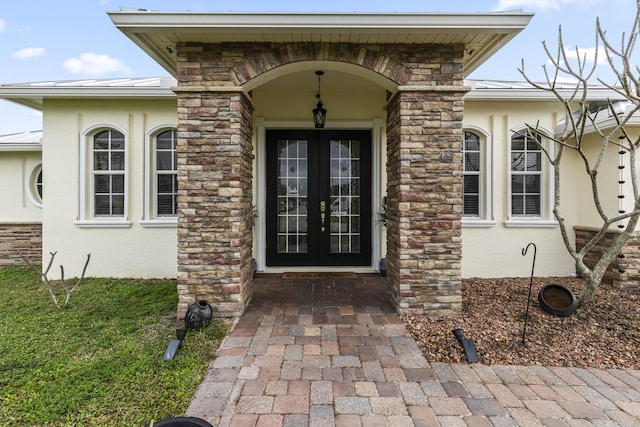 property entrance with french doors