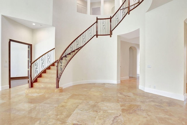 interior space featuring a high ceiling