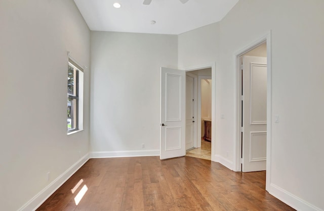 spare room featuring light hardwood / wood-style floors