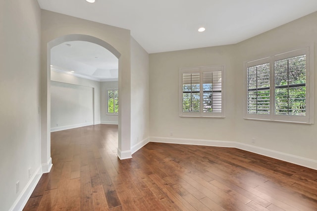 empty room featuring dark hardwood / wood-style floors