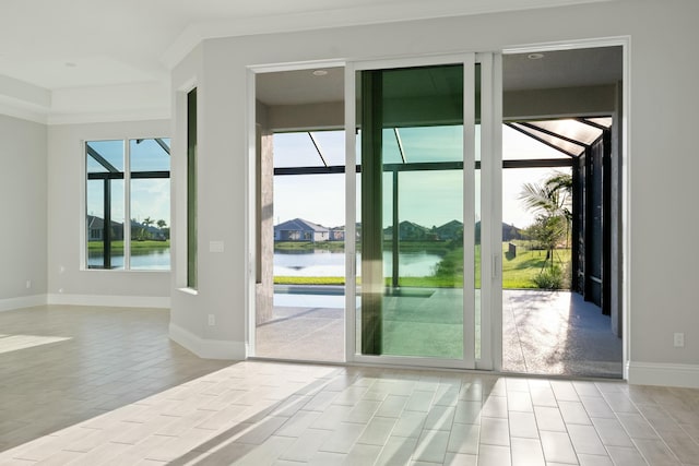 doorway with a water view