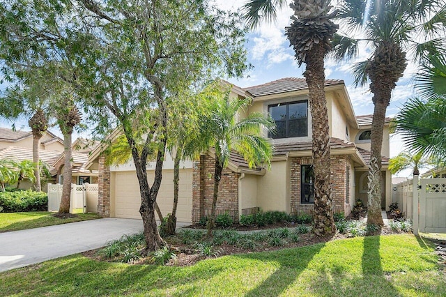 6892 Bitterbush Pl, Boynton Beach, FL 33472 - view of front of house with stucco siding, driveway, a tile roof, and a garage