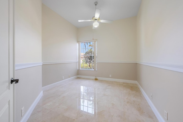 unfurnished room with ceiling fan