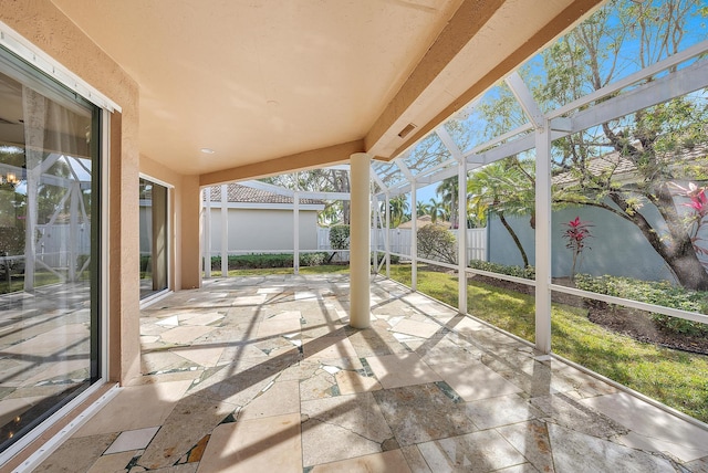 view of unfurnished sunroom