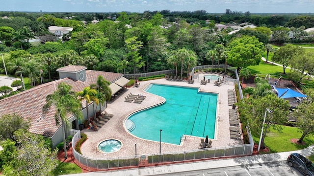 view of pool featuring a patio