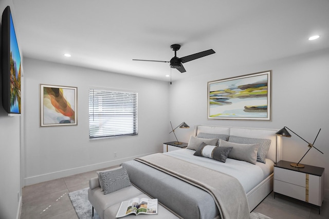 bedroom featuring ceiling fan