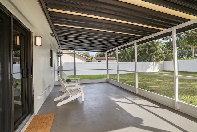 view of unfurnished sunroom