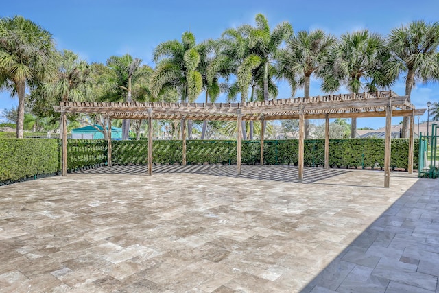 view of patio featuring a pergola